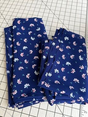 Rayon Challis / Tencel Fabric Lot Blue Floral 3.75 Yards Total Drapey